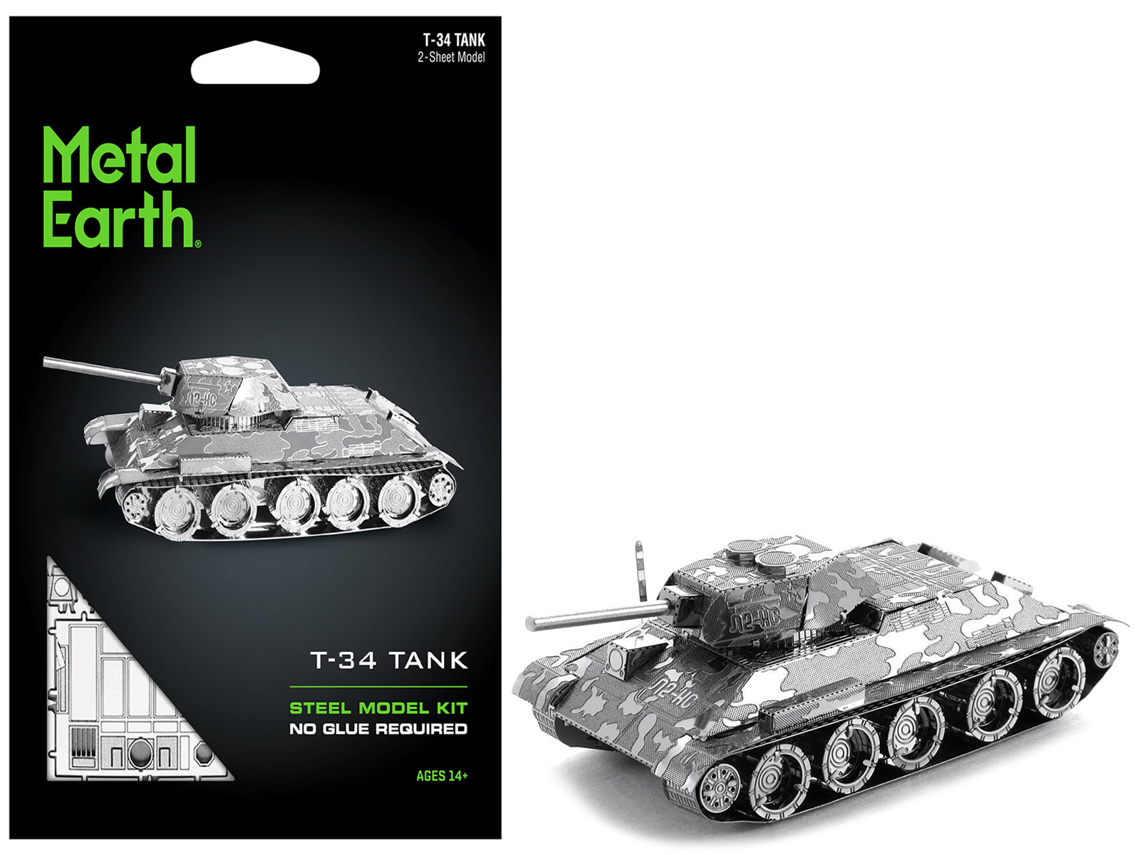 Model Kit Soviet T-34 Tank (Moderate Difficulty) Steel Model by Metal Earth-DiecastModeler.com