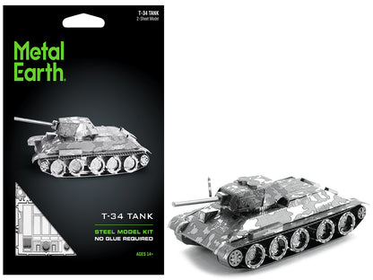 Model Kit Soviet T-34 Tank (Moderate Difficulty) Steel Model by Metal Earth-DiecastModeler.com