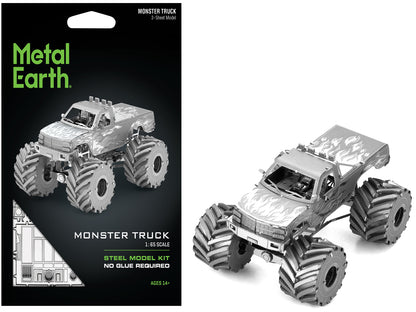 Model Kit Monster Truck with Flame Graphics (Moderate Difficulty) Steel Model by Metal Earth-DiecastModeler.com