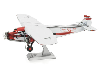 Model Kit Ford Trimotor Transport Aircraft White and Red (Moderate Difficulty) Steel Model by Metal Earth-DiecastModeler.com