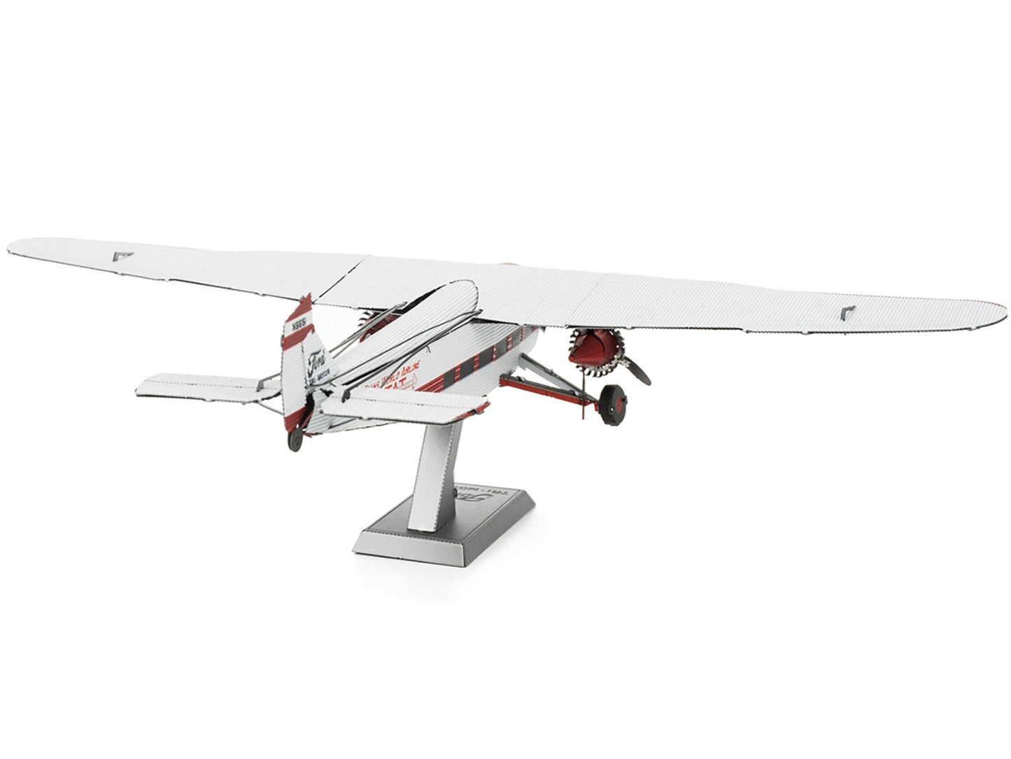 Model Kit Ford Trimotor Transport Aircraft White and Red (Moderate Difficulty) Steel Model by Metal Earth-DiecastModeler.com