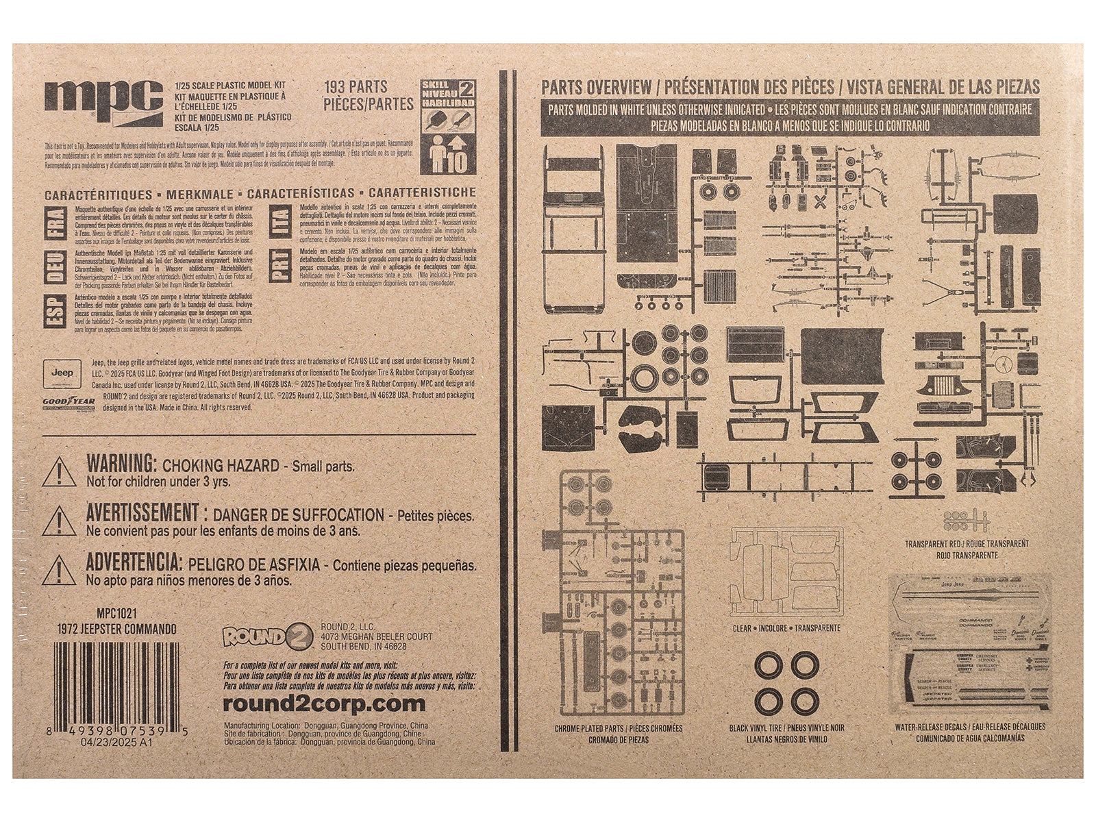 Skill 2 Model Kit 1972 Jeep Jeepster Commando 1/25 Scale Model by MPC-DiecastModeler.com