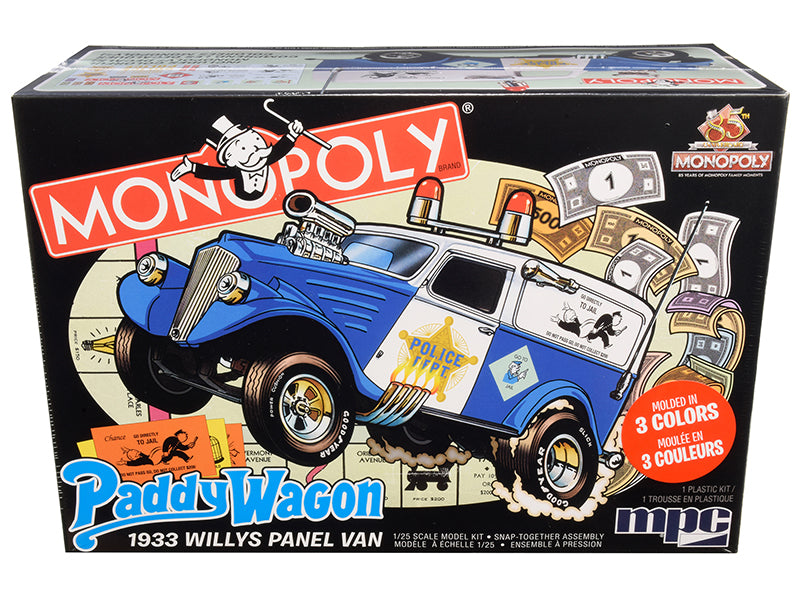 Skill 2 Snap Model Kit 1933 Willys Panel Paddy Wagon Police Van "Monopoly" "85th Anniversary" 1/25 Scale Model by MPC-DiecastModeler.com