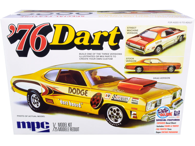 Skill 2 Model Kit 1976 Dodge Dart Sport with Two Figurines 3 in 1 Kit 1/25 Scale Model by MPC-DiecastModeler.com