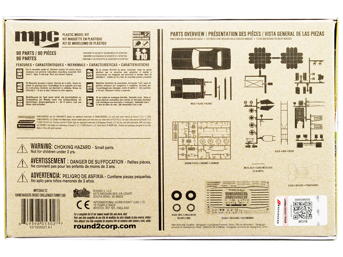 Skill 2 Model Kit Dodge Challenger Ramchargers Funny Car "Legends of the Quarter Mile" 1/25 Scale Model by MPC-DiecastModeler.com