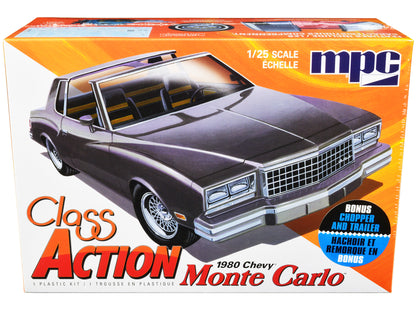 Skill 2 Model Kit 1980 Chevrolet Monte Carlo "Class Action" with Motorcycle and Trailer (Skill 2) 1/25 Scale Model Car by MPC-DiecastModeler.com