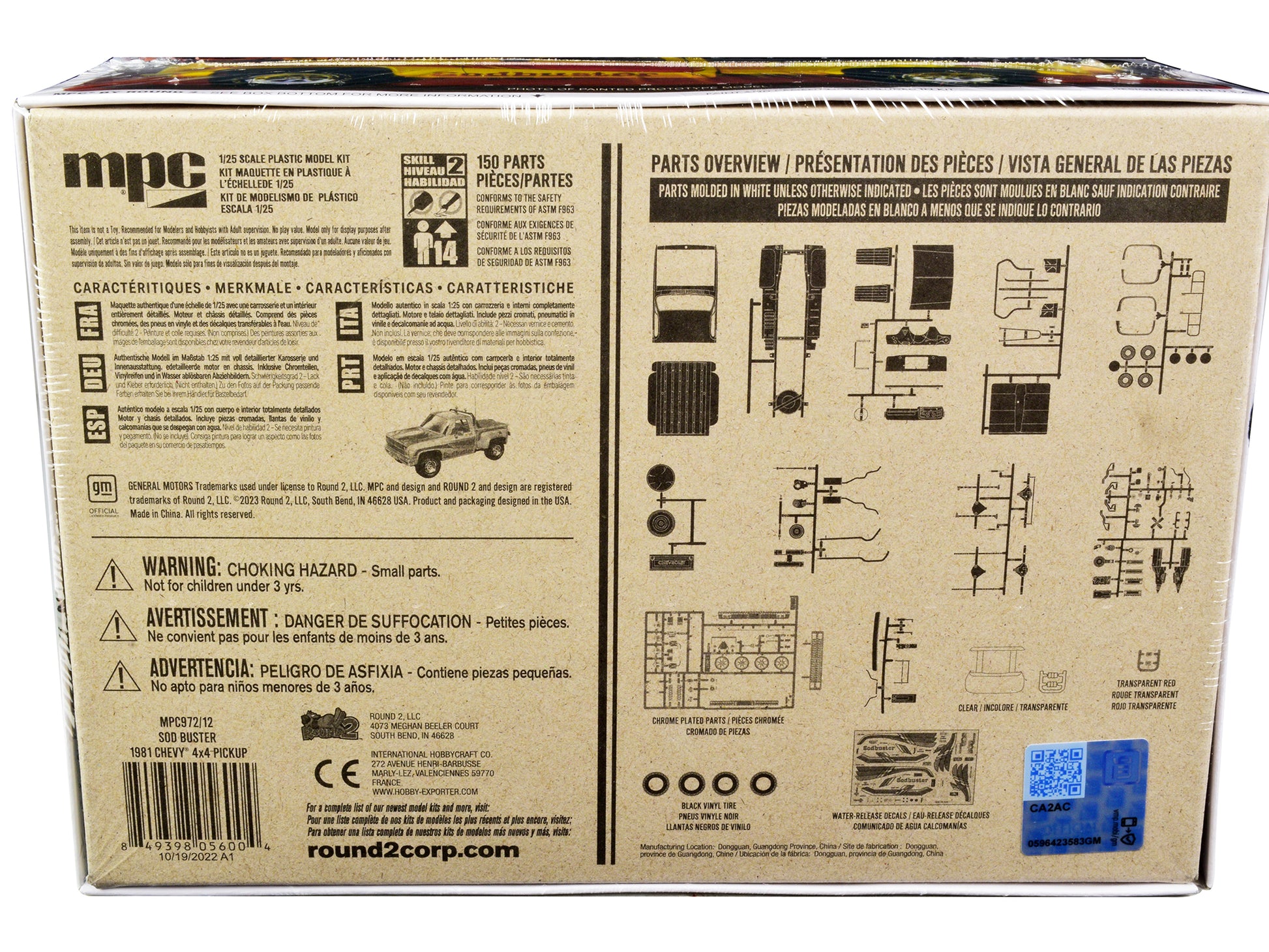 Skill 2 Model Kit 1981 Chevrolet 4x4 Stepside Pickup Truck "Sod Buster" 1/25 Scale Model by MPC-DiecastModeler.com