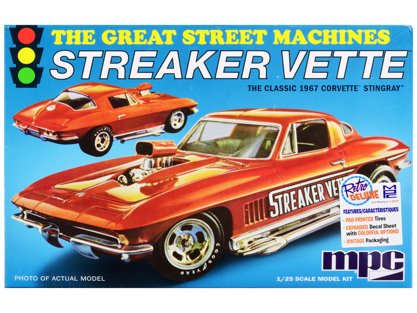 Skill 2 Model Kit 1967 Chevrolet Corvette Stingray "Streaker Vette" "The Great Street Machines" Series 1/25 Scale Model Car by MPC-DiecastModeler.com