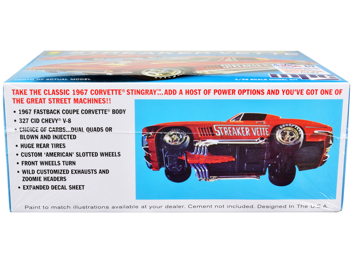 Skill 2 Model Kit 1967 Chevrolet Corvette Stingray "Streaker Vette" "The Great Street Machines" Series 1/25 Scale Model Car by MPC-DiecastModeler.com