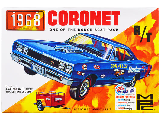 Skill 2 Model Kit 1968 Dodge Coronet Hardtop with Trailer 1/25 Scale Model by MPC-DiecastModeler.com