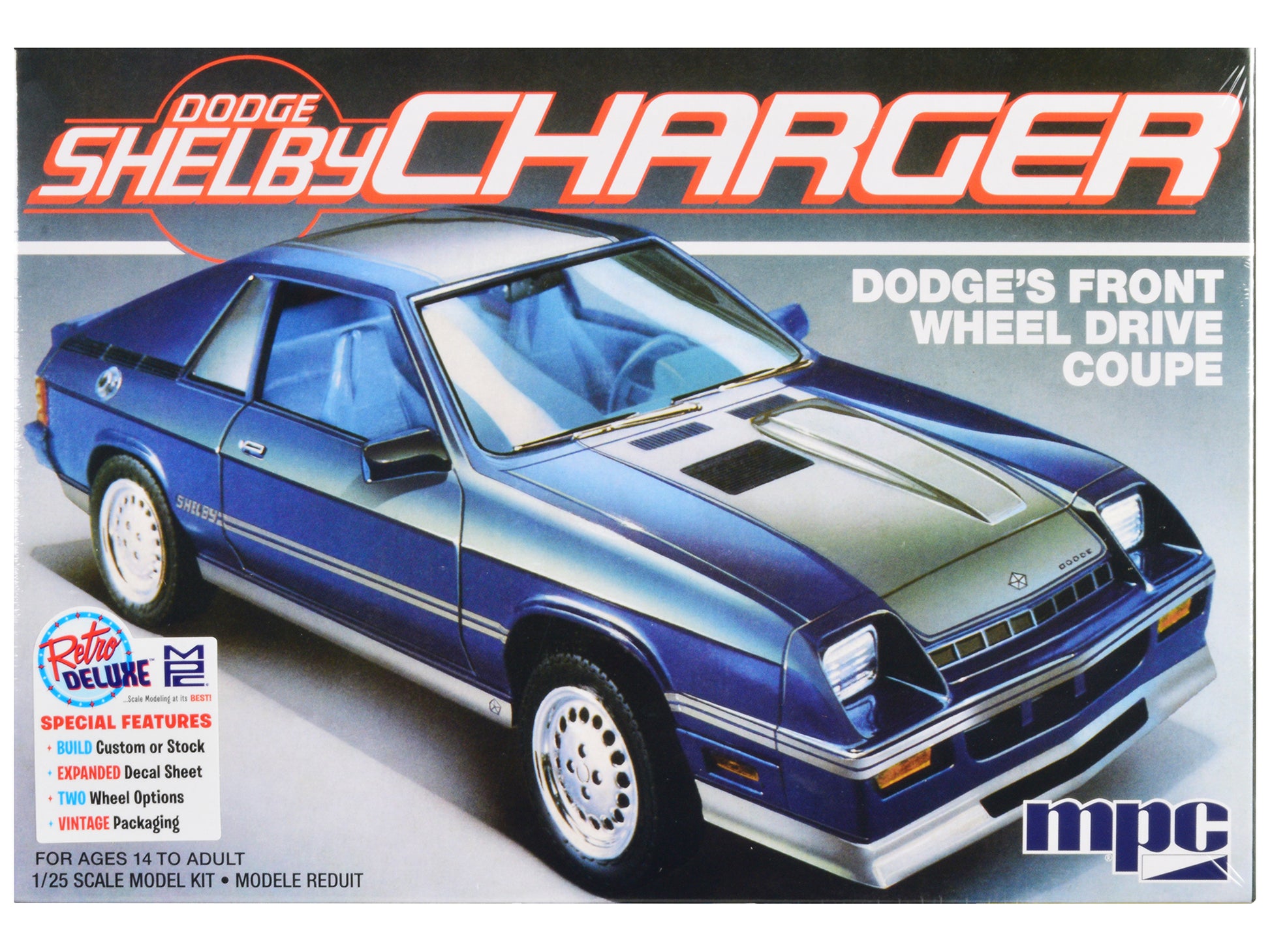 Skill 2 Model Kit 1986 Dodge Shelby Charger 1/25 Scale Model by MPC-DiecastModeler.com