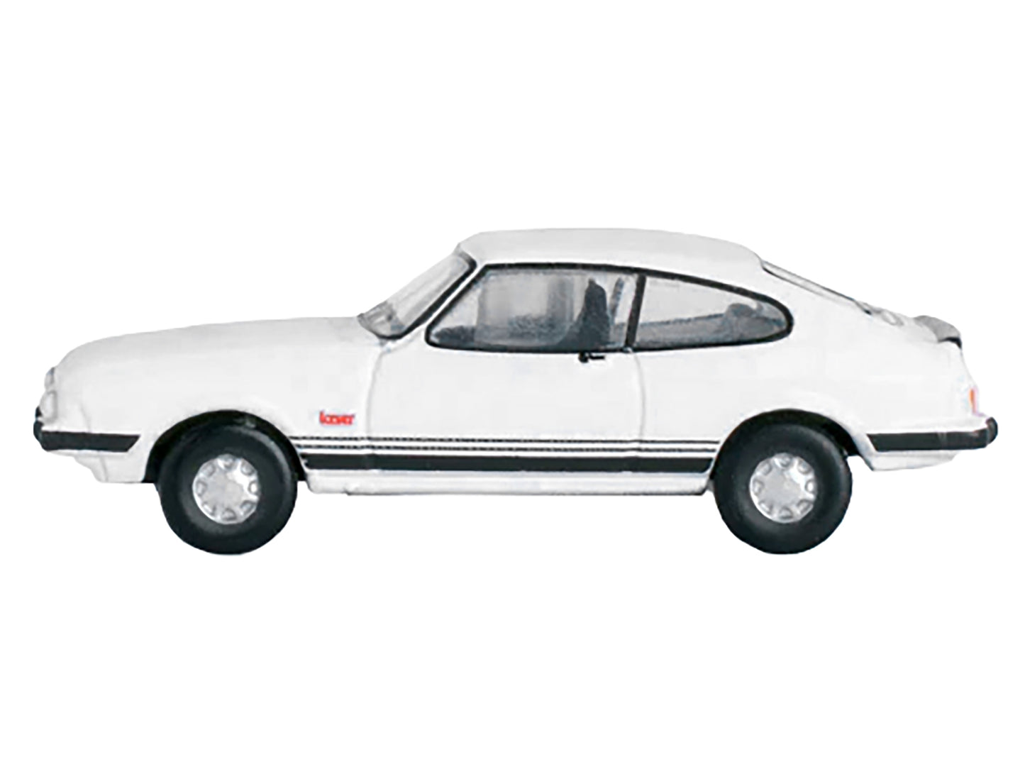 Ford Capri Mk3 RHD (Right Hand Drive) Diamond White with Black Stripes 1/148 (N) Scale Diecast Model Car by Oxford Diecast-DiecastModeler.com