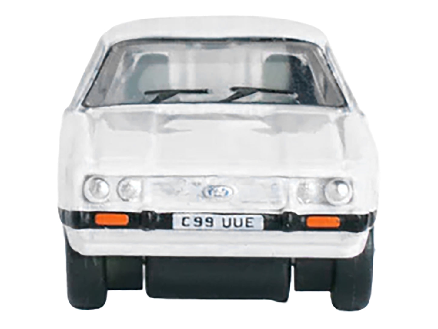 Ford Capri Mk3 RHD (Right Hand Drive) Diamond White with Black Stripes 1/148 (N) Scale Diecast Model Car by Oxford Diecast-DiecastModeler.com