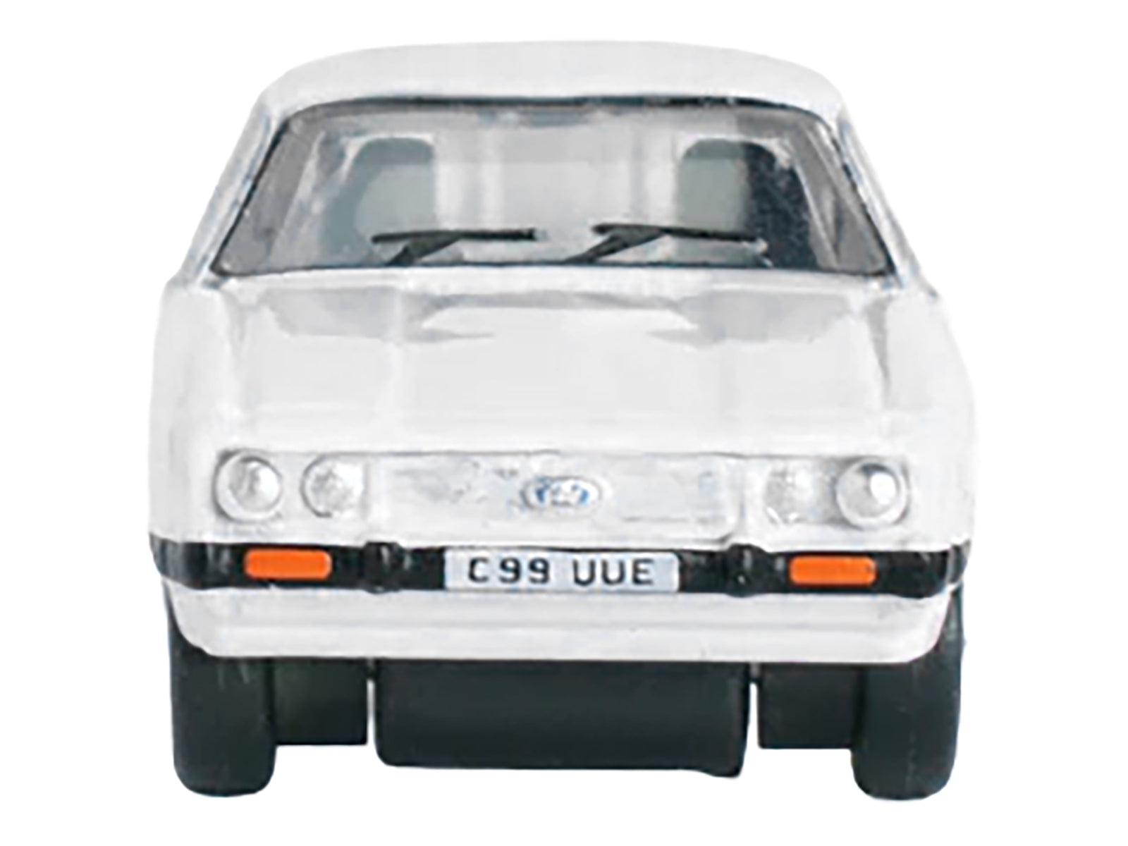 Ford Capri Mk3 RHD (Right Hand Drive) Diamond White with Black Stripes 1/148 (N) Scale Diecast Model Car by Oxford Diecast-DiecastModeler.com