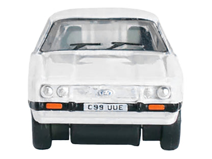 Ford Capri Mk3 RHD (Right Hand Drive) Diamond White with Black Stripes 1/148 (N) Scale Diecast Model Car by Oxford Diecast-DiecastModeler.com