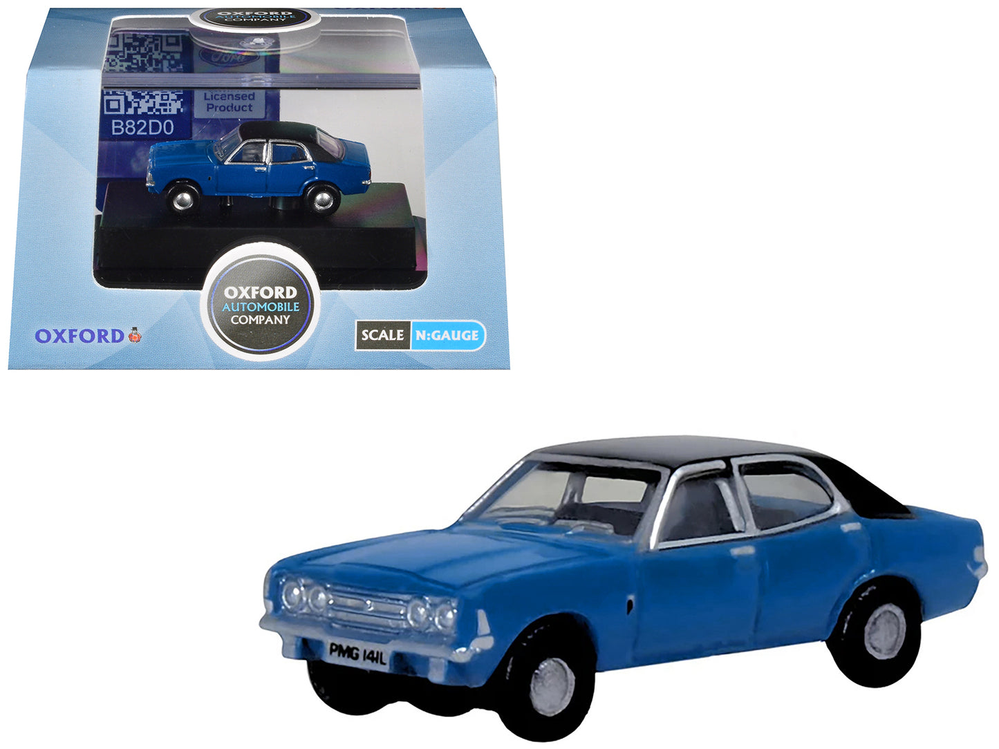 Ford Cortina MKIII RHD (Right Hand Drive) Electric Monza Blue with Black Top 1/148 (N) Scale Diecast Model Car by Oxford Diecast-DiecastModeler.com