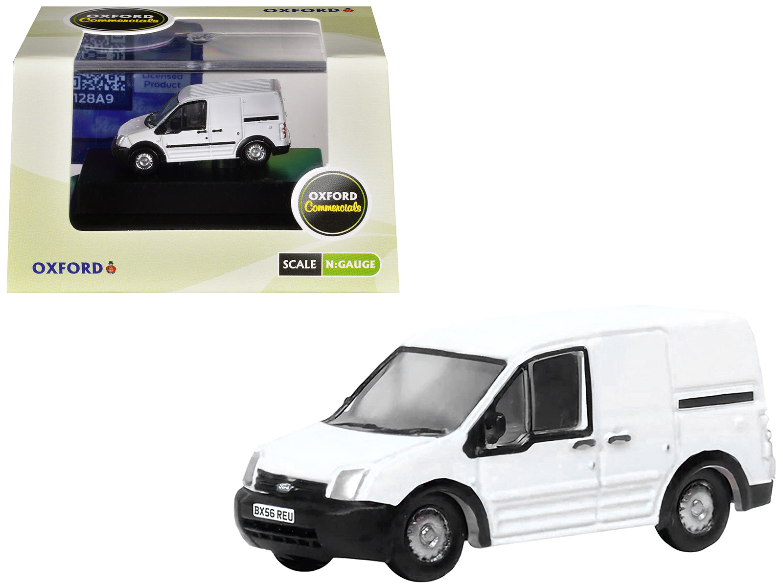 Ford Transit Connect Van RHD (Right Hand Drive) Frozen White 1/148 (N) Scale Diecast Model Car by Oxford Diecast-DiecastModeler.com