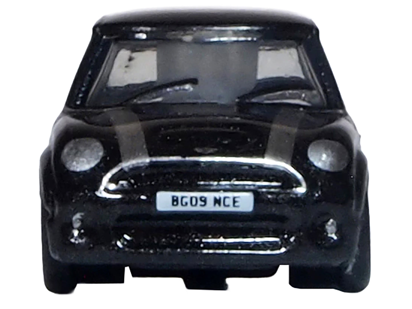 Mini Cooper S RHD (Right Hand Drive) Midnight Black with Silver Stripes 1/148 (N) Scale Diecast Model Car by Oxford Diecast