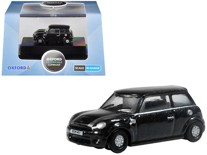 Mini Cooper S RHD (Right Hand Drive) Midnight Black with Silver Stripes 1/148 (N) Scale Diecast Model Car by Oxford Diecast