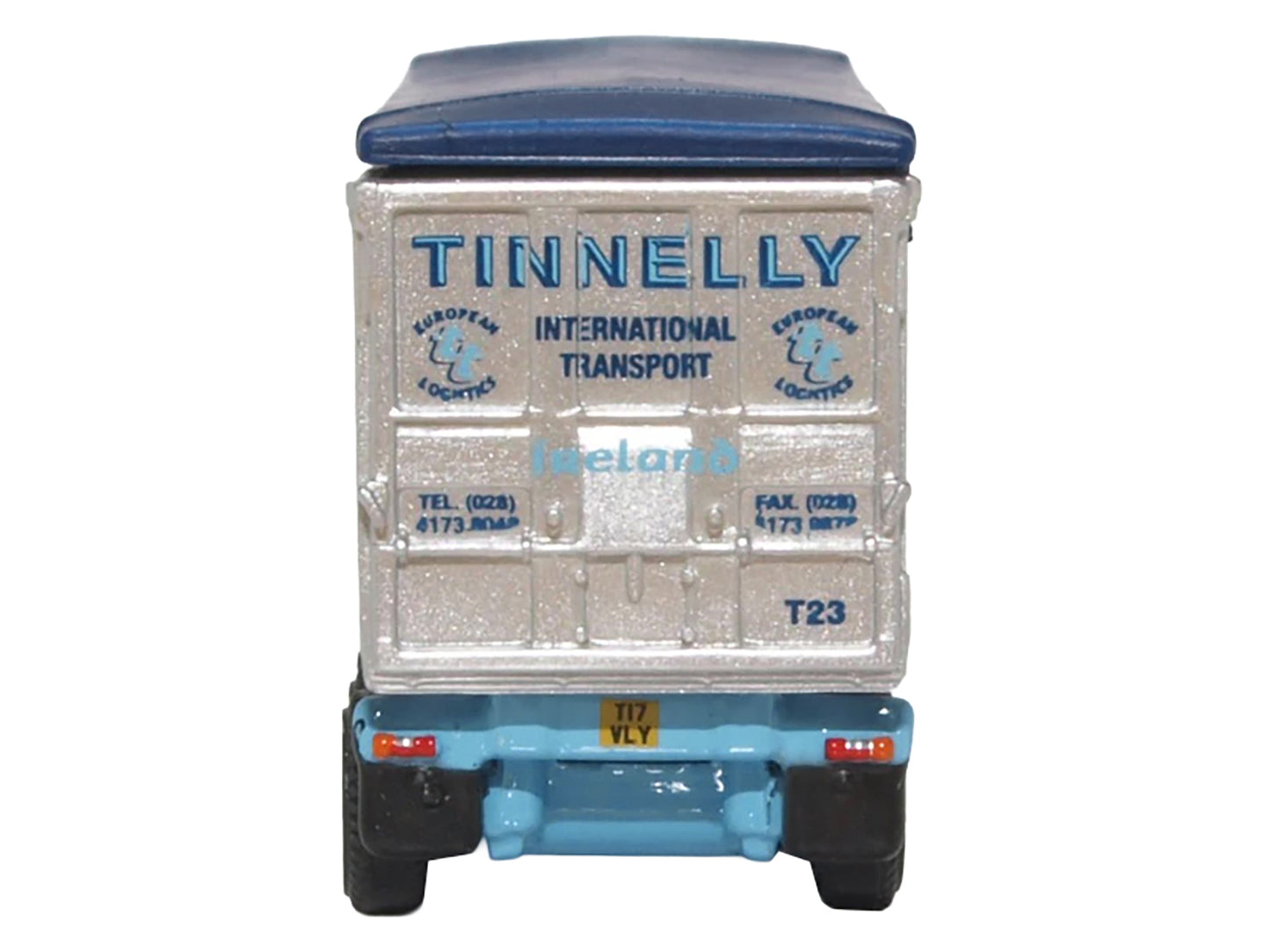 Scania T-Cab Truck RHD (Right Hand Drive) with Covered Dump Trailer "Tinnelly" White with Blue Graphics 1/148 (N) Scale Diecast Model Car by Oxford Diecast