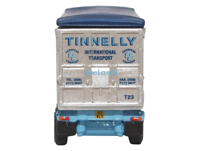 Scania T-Cab Truck RHD (Right Hand Drive) with Covered Dump Trailer "Tinnelly" White with Blue Graphics 1/148 (N) Scale Diecast Model Car by Oxford Diecast
