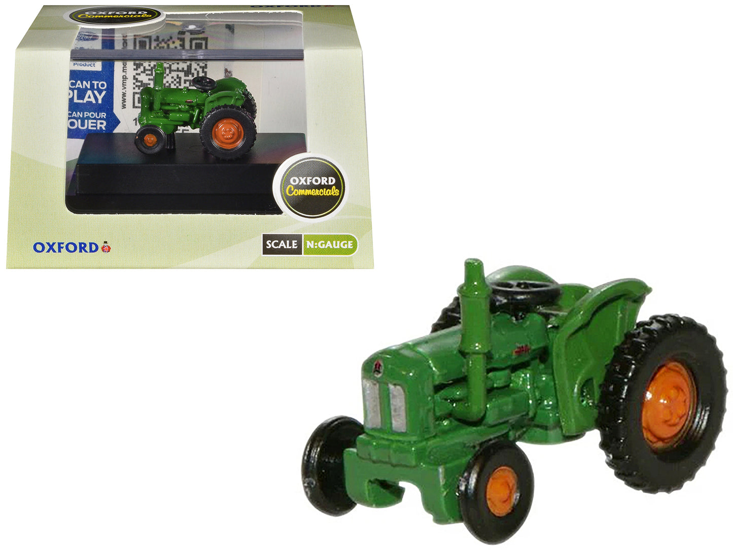Fordson Tractor Green with Orange Wheels 1/148 (N) Scale Diecast Model Car by Oxford Diecast-DiecastModeler.com