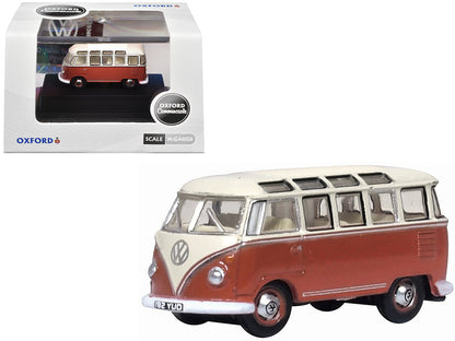 Volkswagen T1 Samba Bus Sealing Wax Red and Gray 1/148 (N) Scale Diecast Model Car by Oxford Diecast-DiecastModeler.com