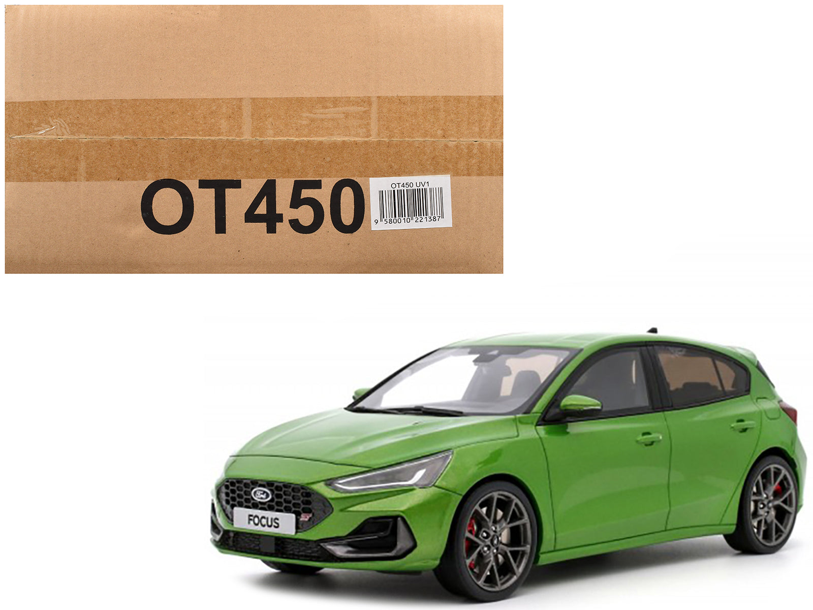 2022 Ford Focus MK5 ST Phase 2 Mean Green Metallic Limited Edition to 2000 pieces Worldwide 1/18 Model Car by Otto Mobile-DiecastModeler.com