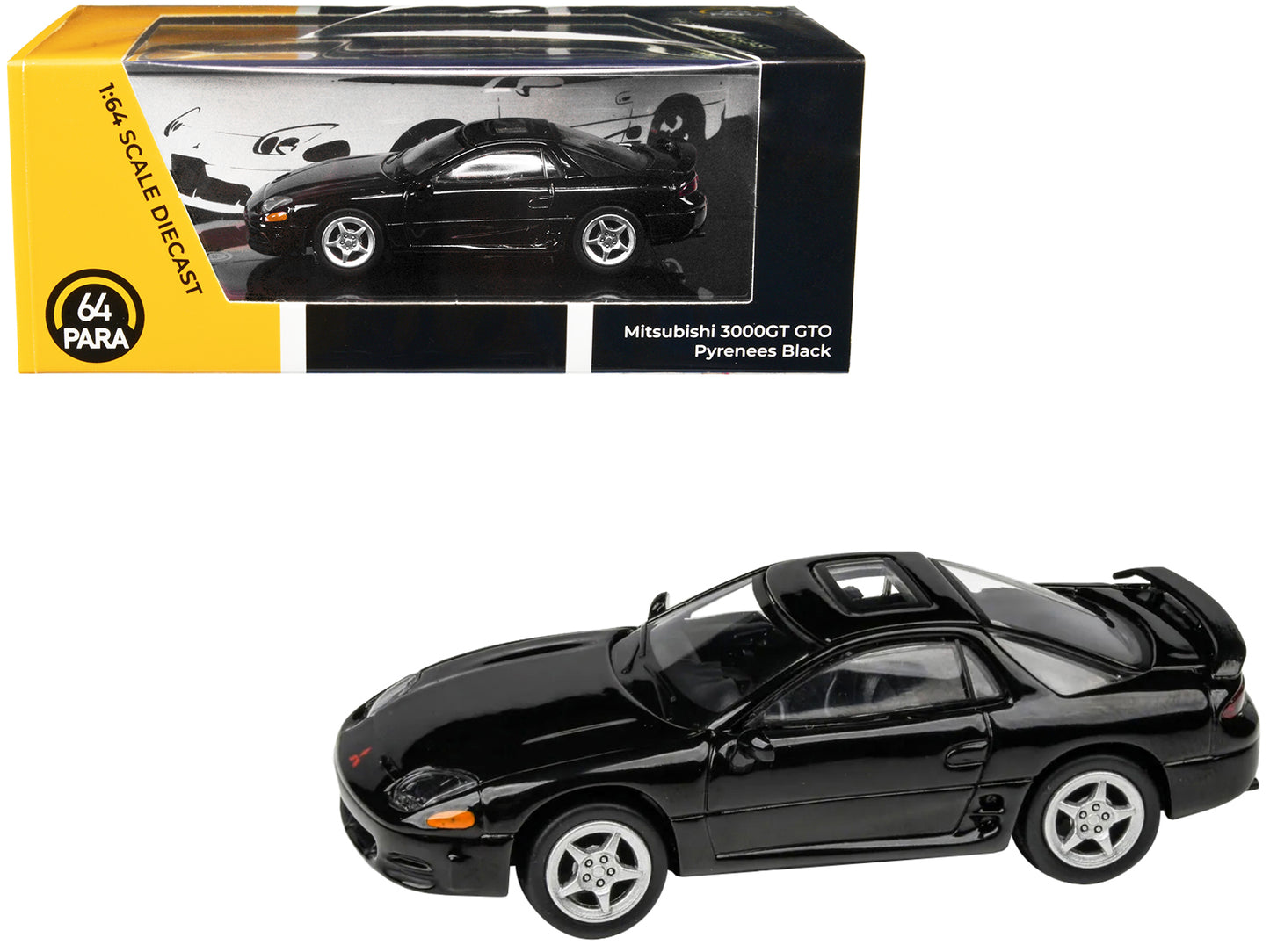 Mitsubishi 3000GT GTO Pyrenees Black with Sunroof 1/64 Diecast Model Car by Paragon Models-DiecastModeler.com
