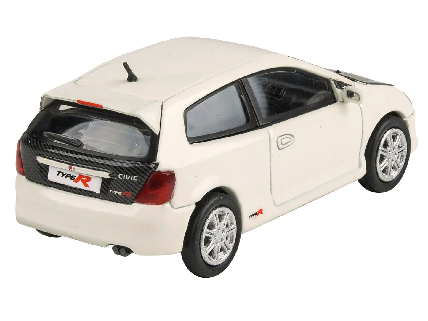 2001 Honda Civic Type R EP3 White with Carbon Hood 1/64 Diecast Model Car by Paragon Models