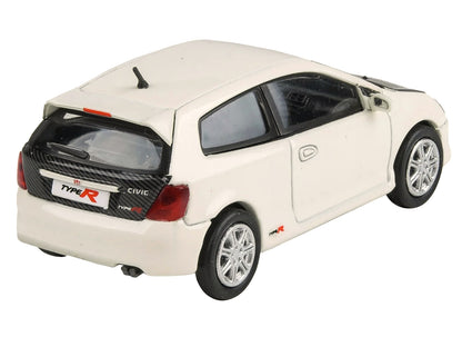 2001 Honda Civic Type R EP3 White with Carbon Hood 1/64 Diecast Model Car by Paragon Models