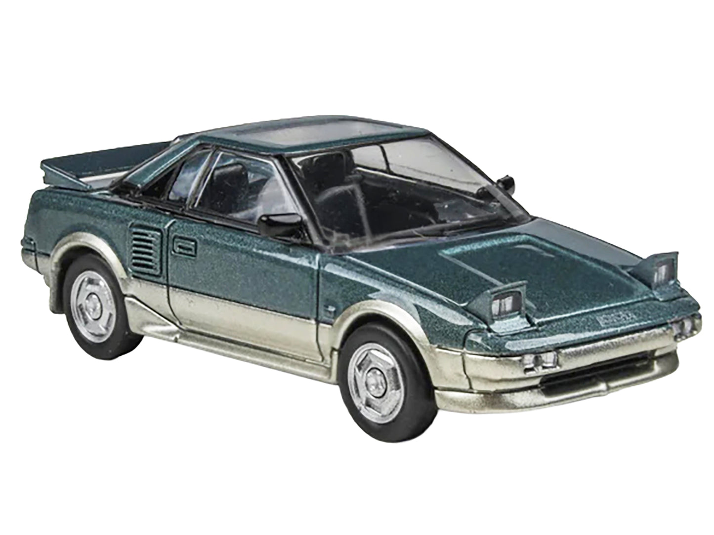 1985 Toyota MR2 MK1 Green Metallic and Gold with Sunroof 1/64 Diecast Model Car by Paragon Models