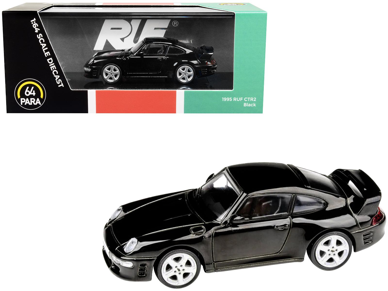 1995 RUF CTR2 Black 1/64 Diecast Model Car by Paragon-DiecastModeler.com