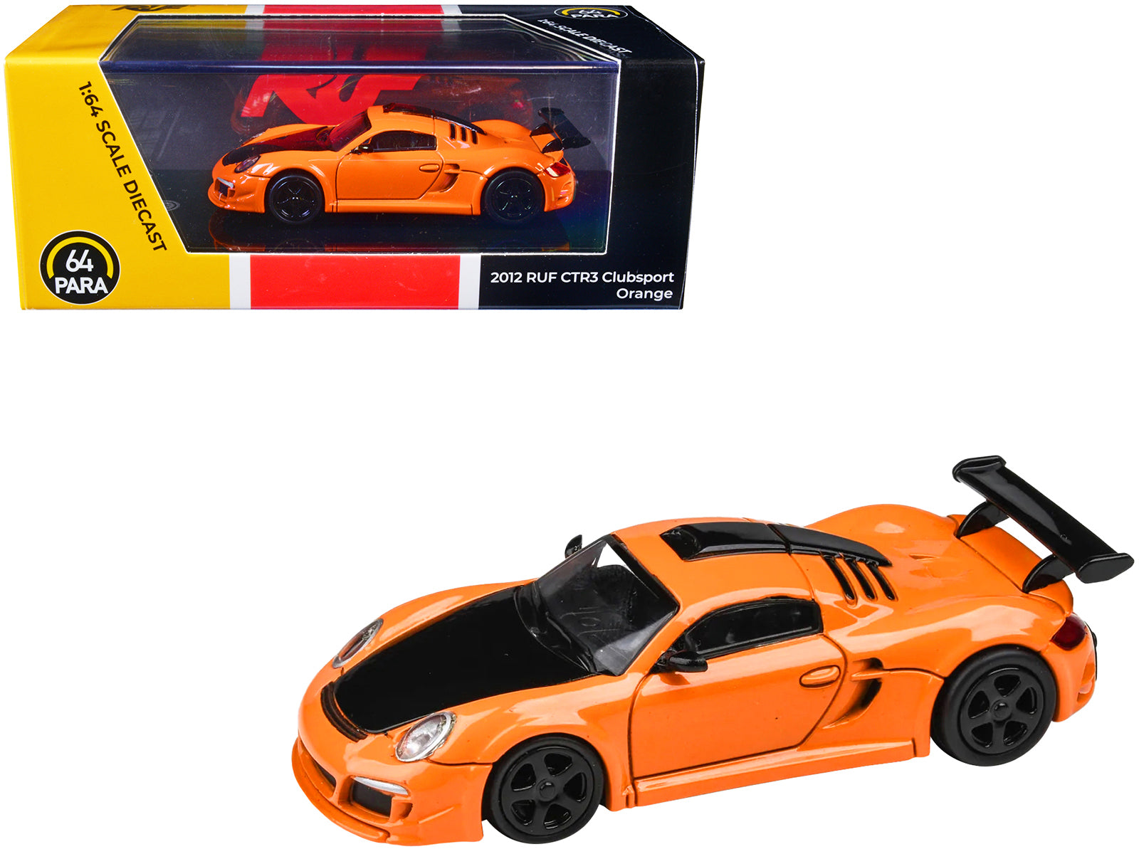 2012 RUF CTR3 Clubsport Orange with Black Hood 1/64 Diecast Model Car by Paragon Models-DiecastModeler.com
