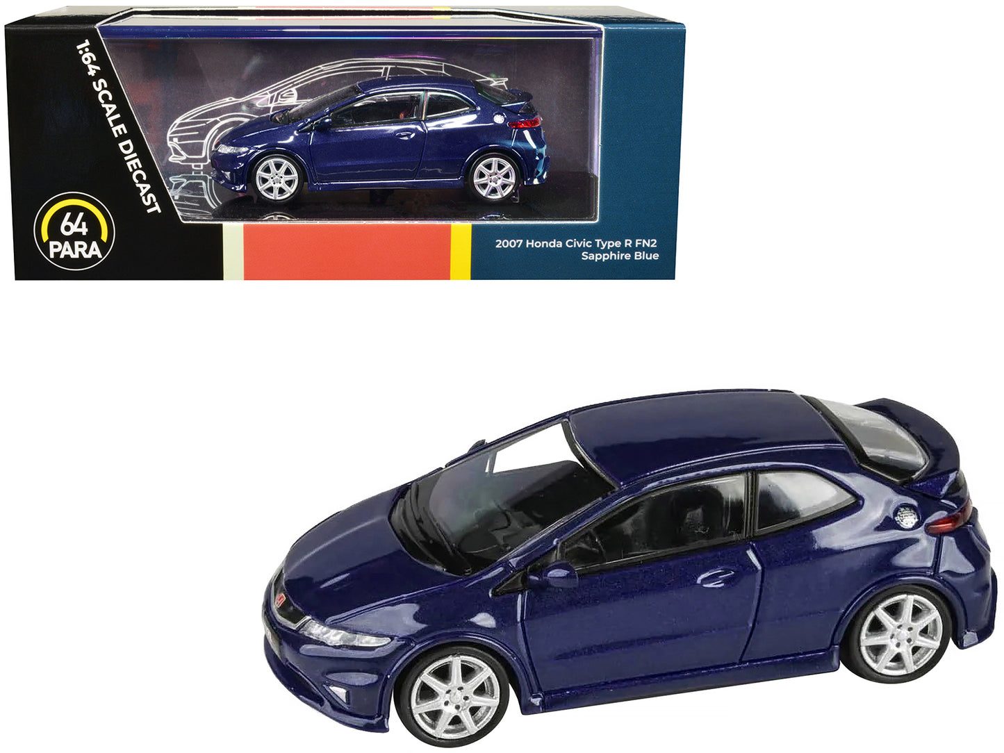 2007 Honda Civic Type R FN2 Sapphire Blue Metallic 1/64 Diecast Model Car by Paragon Models-DiecastModeler.com