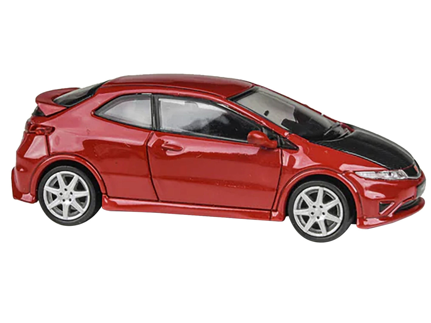 2007 Honda Civic Type R FN2 Milano Red with Carbon Hood 1/64 Diecast Model Car by Paragon Models-DiecastModeler.com