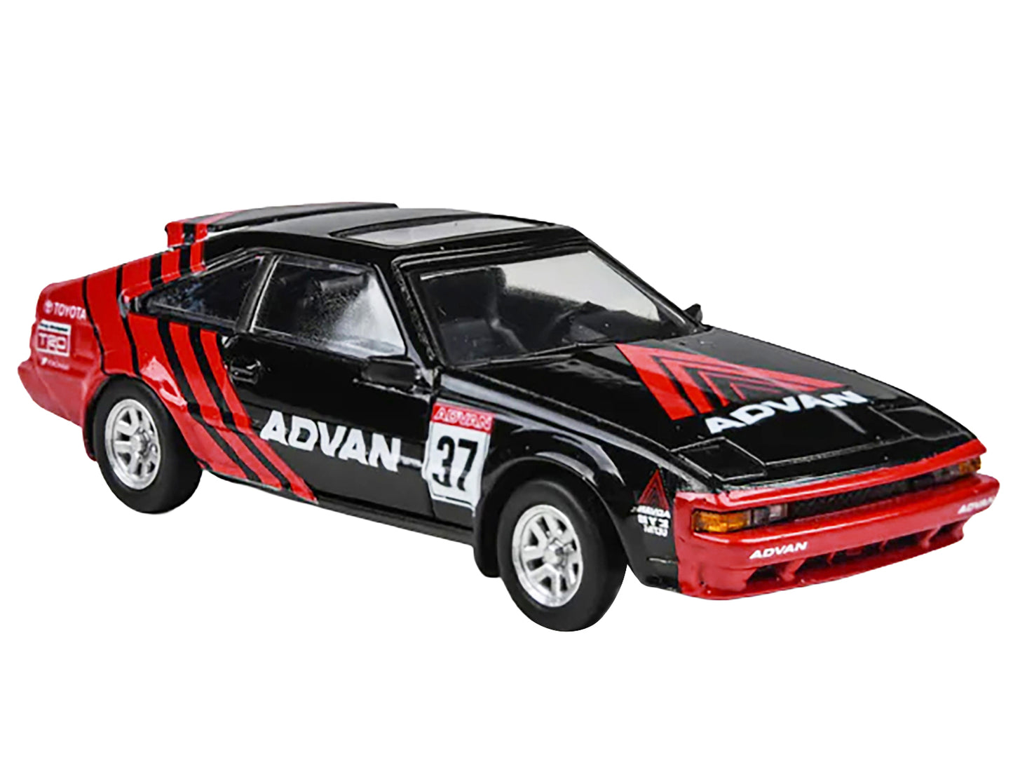 1984 Toyota Celica Supra #37 "ADVAN" Black and Red 1/64 Diecast Model Car by Paragon Models
