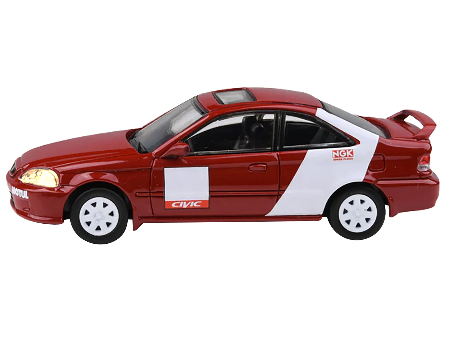 1999 Honda Civic Si EM1 "Kanjo Livery" Red with White Stripes 1/64 Diecast Model Car by Paragon Models