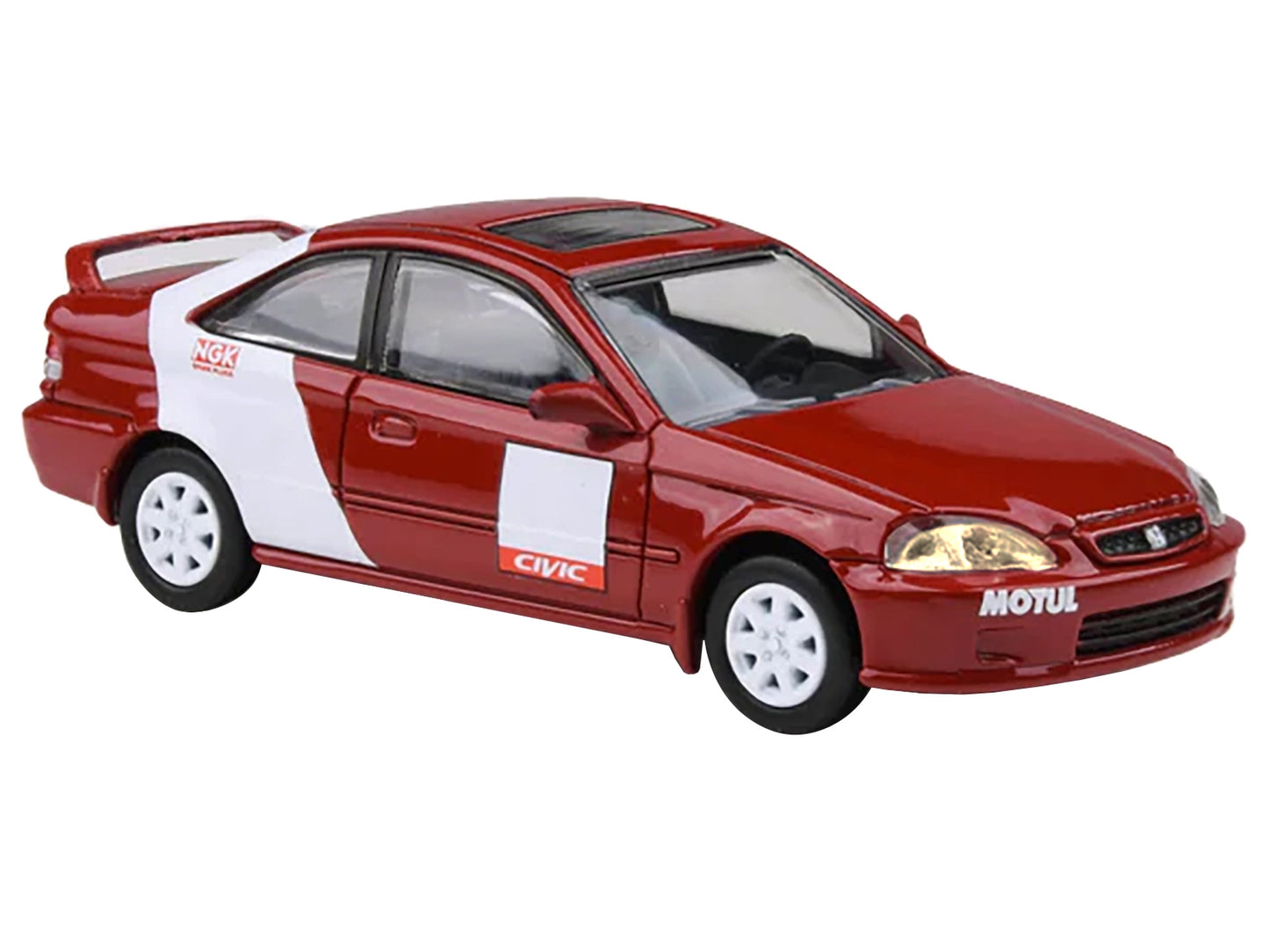 1999 Honda Civic Si EM1 "Kanjo Livery" Red with White Stripes 1/64 Diecast Model Car by Paragon Models