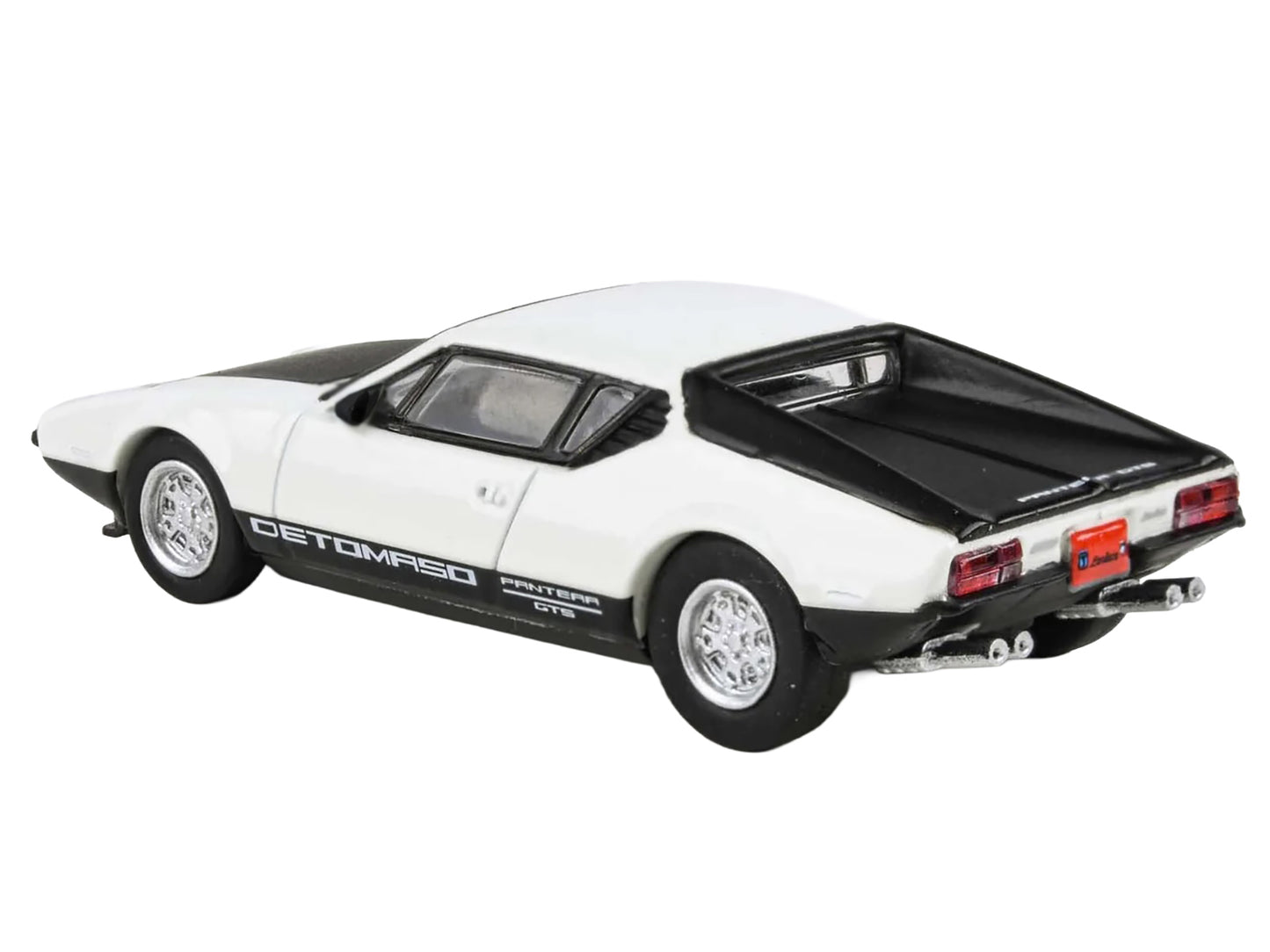 1972 De Tomaso Pantera White and Black 1/64 Diecast Model Car by Paragon Models
