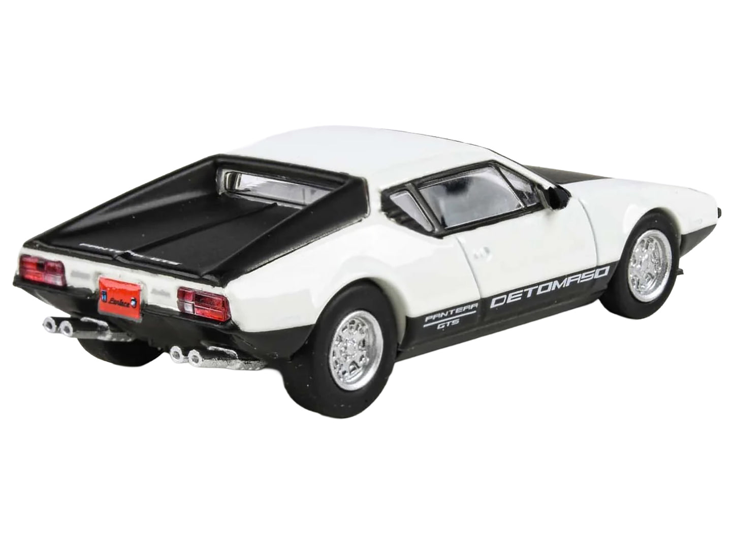 1972 De Tomaso Pantera White and Black 1/64 Diecast Model Car by Paragon Models