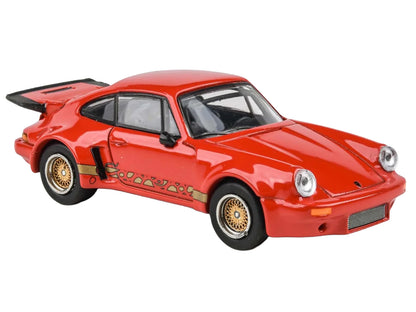 Porsche 911 Carrera RSR 3.0 Guards Red with Gold Stripes and Wheels 1/64 Diecast Model Car by Paragon Models