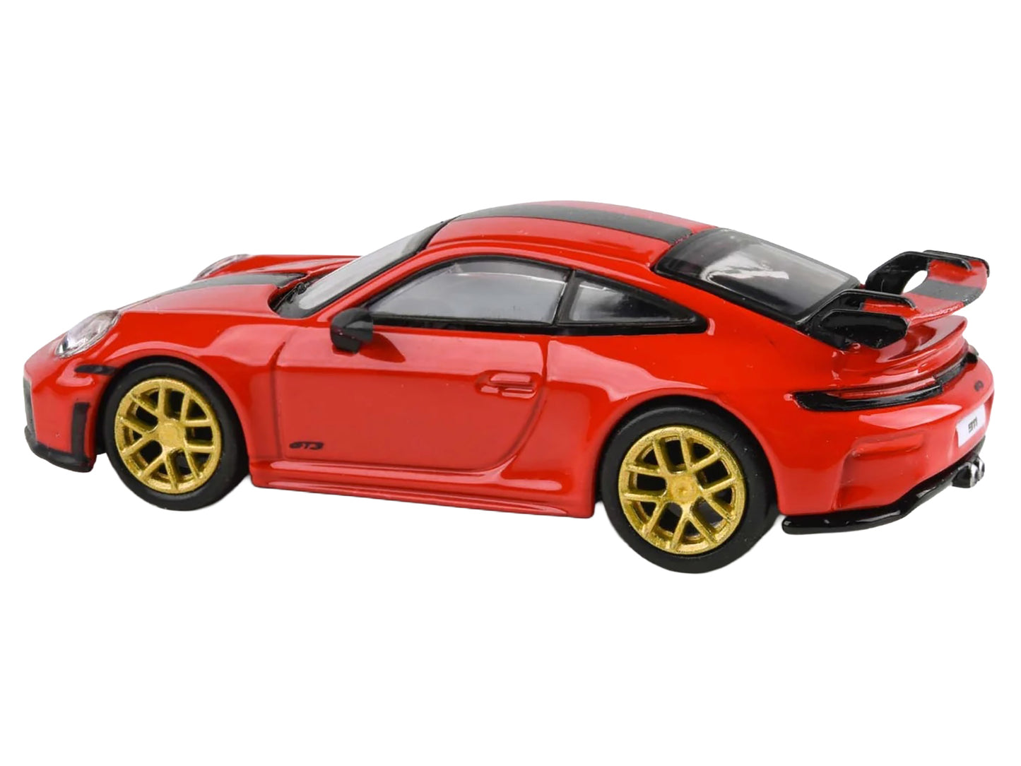 2025 Porsche 911 GT3 (992.2) Guards Red with Carbon Stripe and Gold Wheels 1/64 Diecast Model Car by Paragon Models-DiecastModeler.com