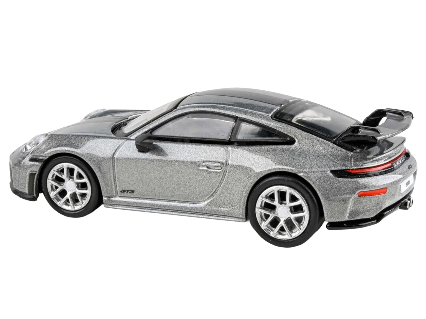 2025 Porsche 911 GT3 (992.2) GT Silver Metallic with Carbon Stripe 1/64 Diecast Model Car by Paragon Models