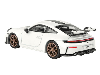 2025 Porsche 911 GT3 (992.2) Grand Prix White with Carbon Stripe 1/64 Diecast Model Car by Paragon