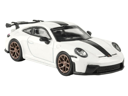 2025 Porsche 911 GT3 (992.2) Grand Prix White with Carbon Stripe 1/64 Diecast Model Car by Paragon