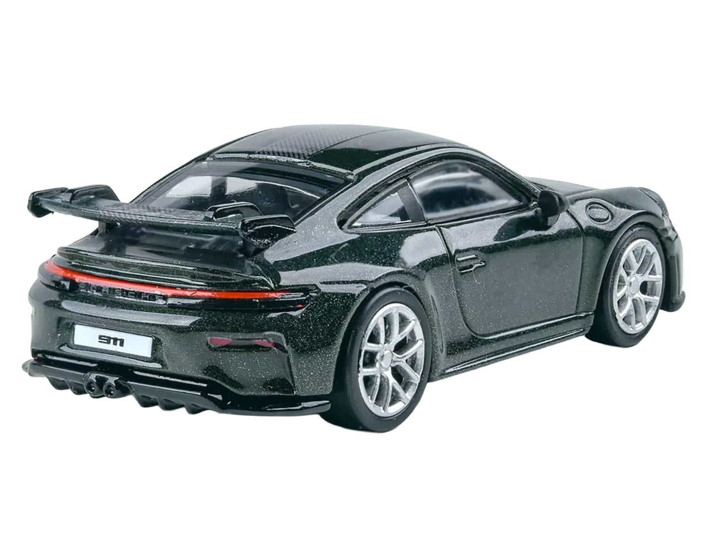 2025 Porsche 911 GT3 (992.2) Oak Green Metallic Neo with Carbon Stripe 1/64 Diecast Model Car by Paragon
