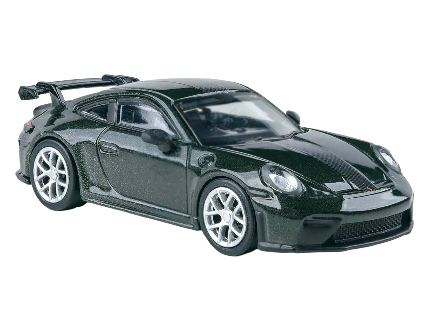 2025 Porsche 911 GT3 (992.2) Oak Green Metallic Neo with Carbon Stripe 1/64 Diecast Model Car by Paragon
