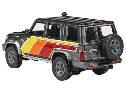 2014 Toyota Land Cruiser LC76 "TRD Livery" Gray Metallic with Stripes 1/64 Diecast Model Car by Paragon Models-DiecastModeler.com