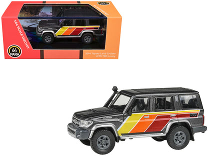 2014 Toyota Land Cruiser LC76 "TRD Livery" Gray Metallic with Stripes 1/64 Diecast Model Car by Paragon Models-DiecastModeler.com